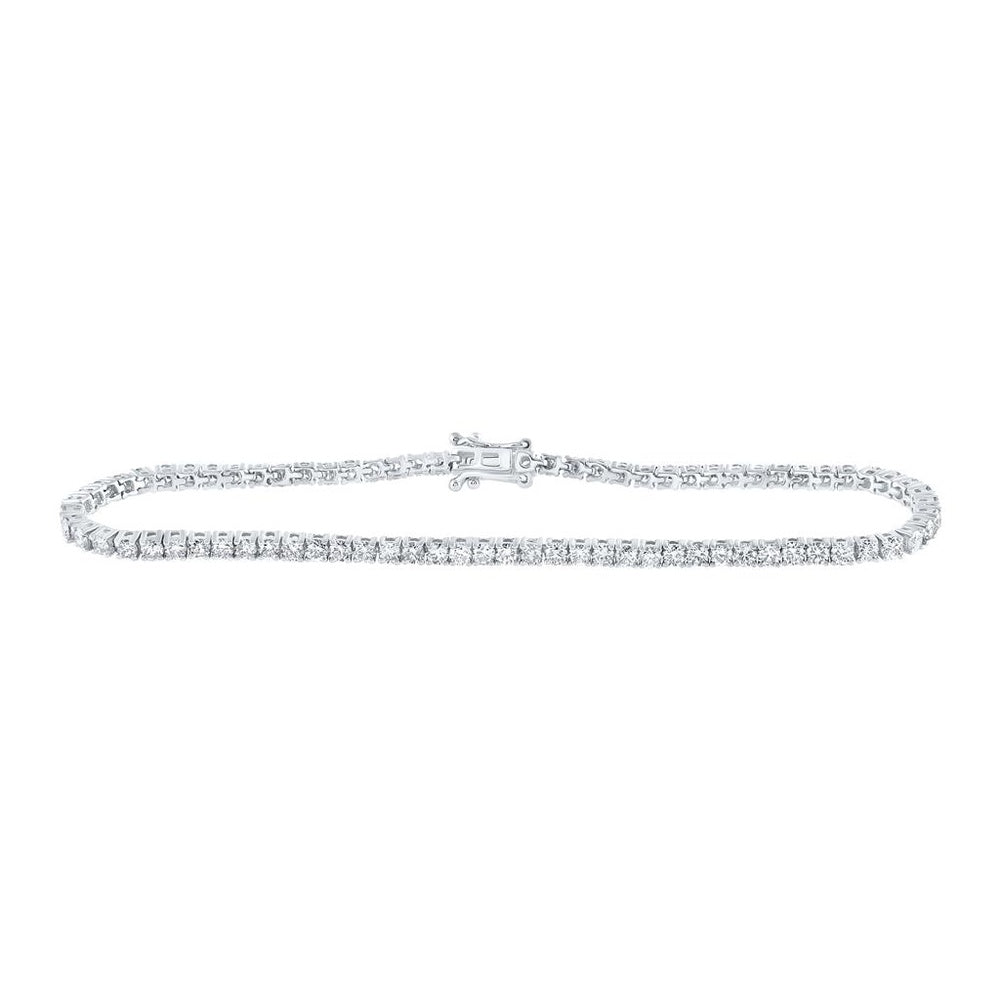 14K White Gold Diamond Tennis Bracelet - 3 and 3/8 Carat Total Diamond Weight