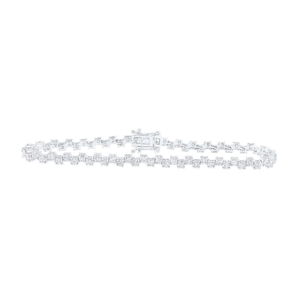 14K White Gold Diamond Tennis Bracelet - 4 3/4 Carat Total Diamond Weight