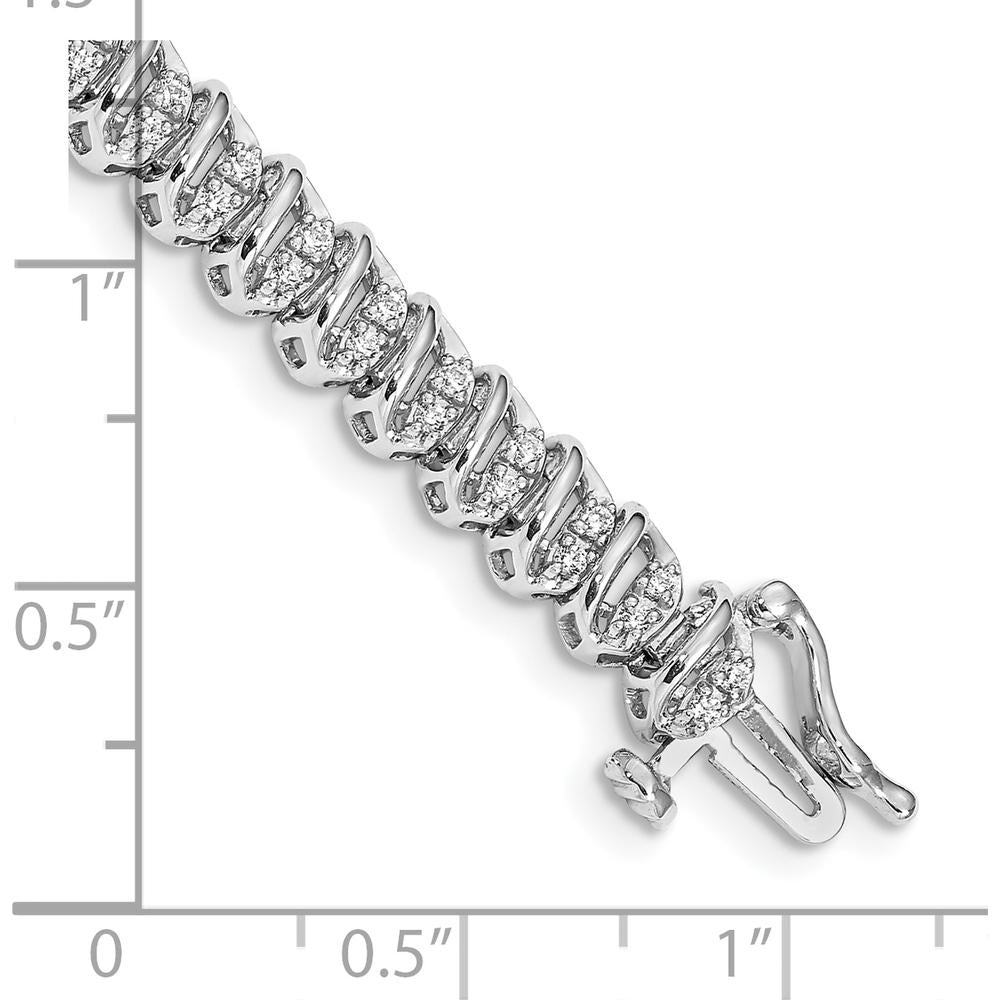 14K White Gold Diamond Tennis Bracelet with 1 Carat of Round Diamonds - 7-inch Length by Monteluci Fine Jewelry