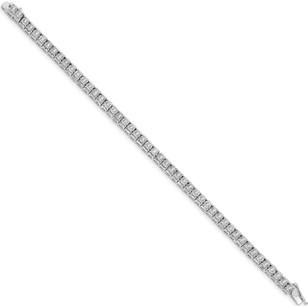 14K White Gold Diamond Tennis Bracelet with 2 Carat Round Diamonds - Illusion Setting, 7.25" by Monteluci Fine Jewelry