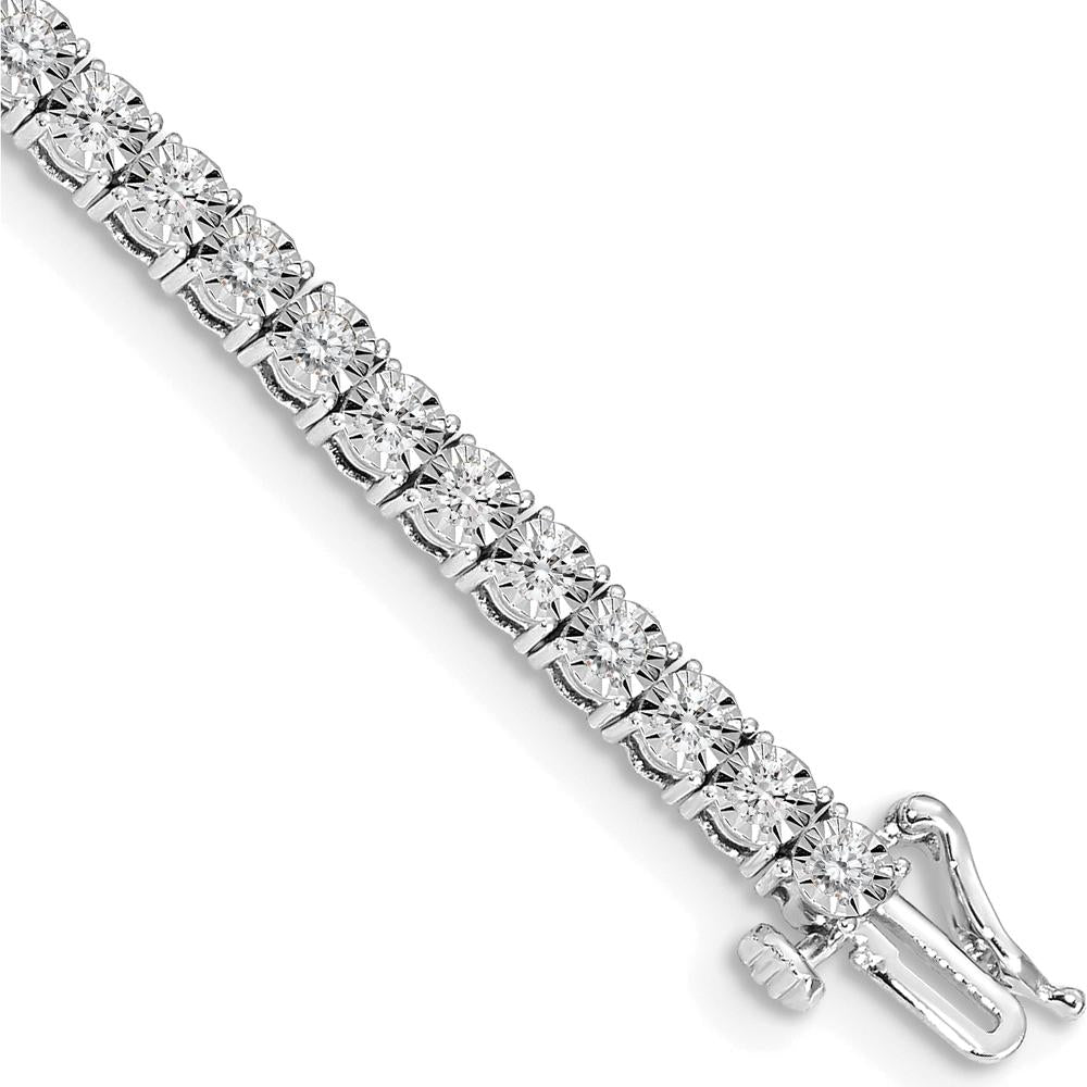 14K White Gold Diamond Tennis Bracelet with 2 Carats Total Diamond Weight in Illusion Setting by Monteluci Fine Jewelry