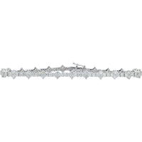 14K White Gold Diamond Tennis Bracelet with Alternating Marquise and Round Diamonds - 4.36 Carats Total Diamond Weight