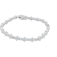14K White Gold Diamond Tennis Bracelet with Alternating Marquise and Round Diamonds - 4.36 Carats Total Diamond Weight