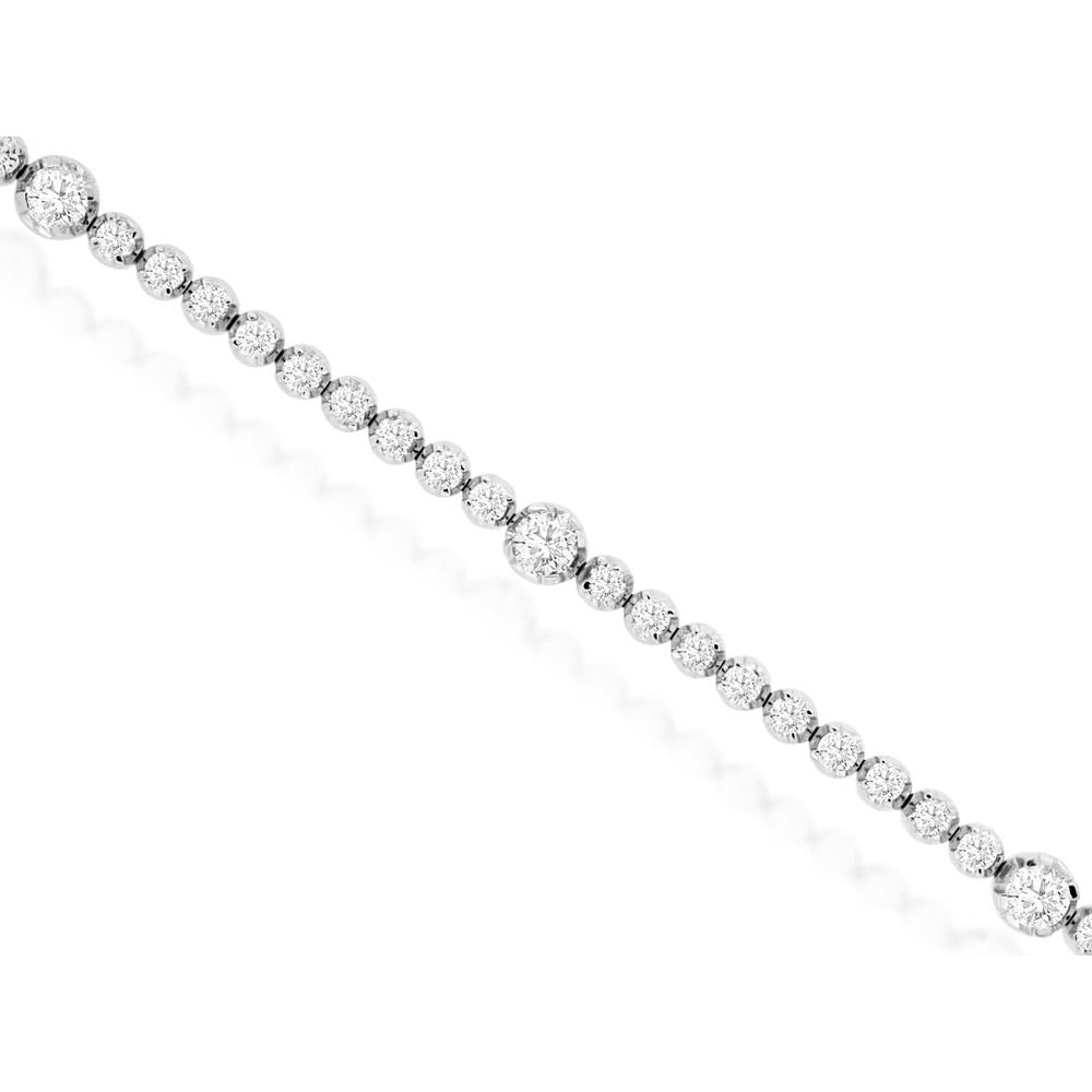14K White Gold Diamond Tennis Bracelet with Prong Set Round Diamonds - 2.00 Carats Total Diamond Weight