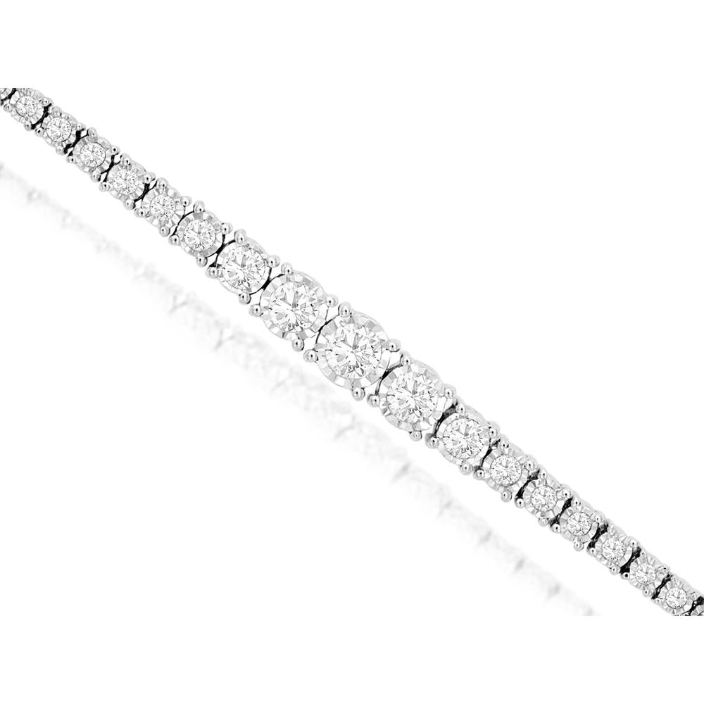 14K White Gold Diamond Tennis Bracelet with Round Diamonds - 2.00 Carats Total Diamond Weight