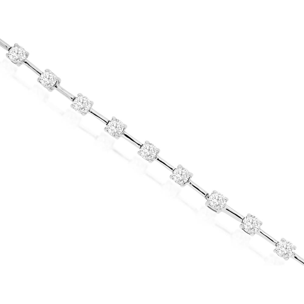 14K White Gold Diamond Tennis Bracelet with Square Settings - 1.50 Carats Total Diamond Weight