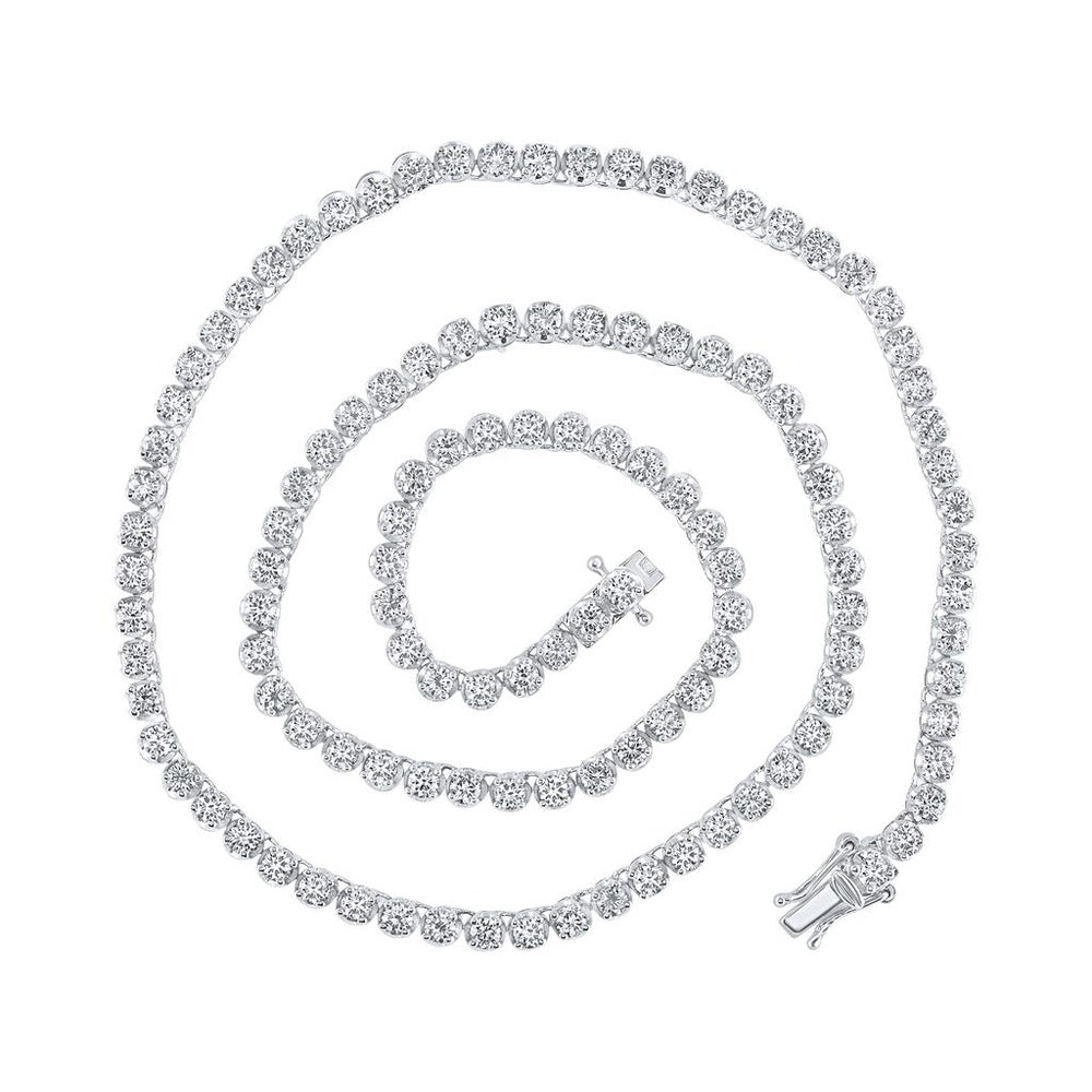 14K White Gold Diamond Tennis Necklace - 10 and 1/4 Carat Total Diamond Weight
