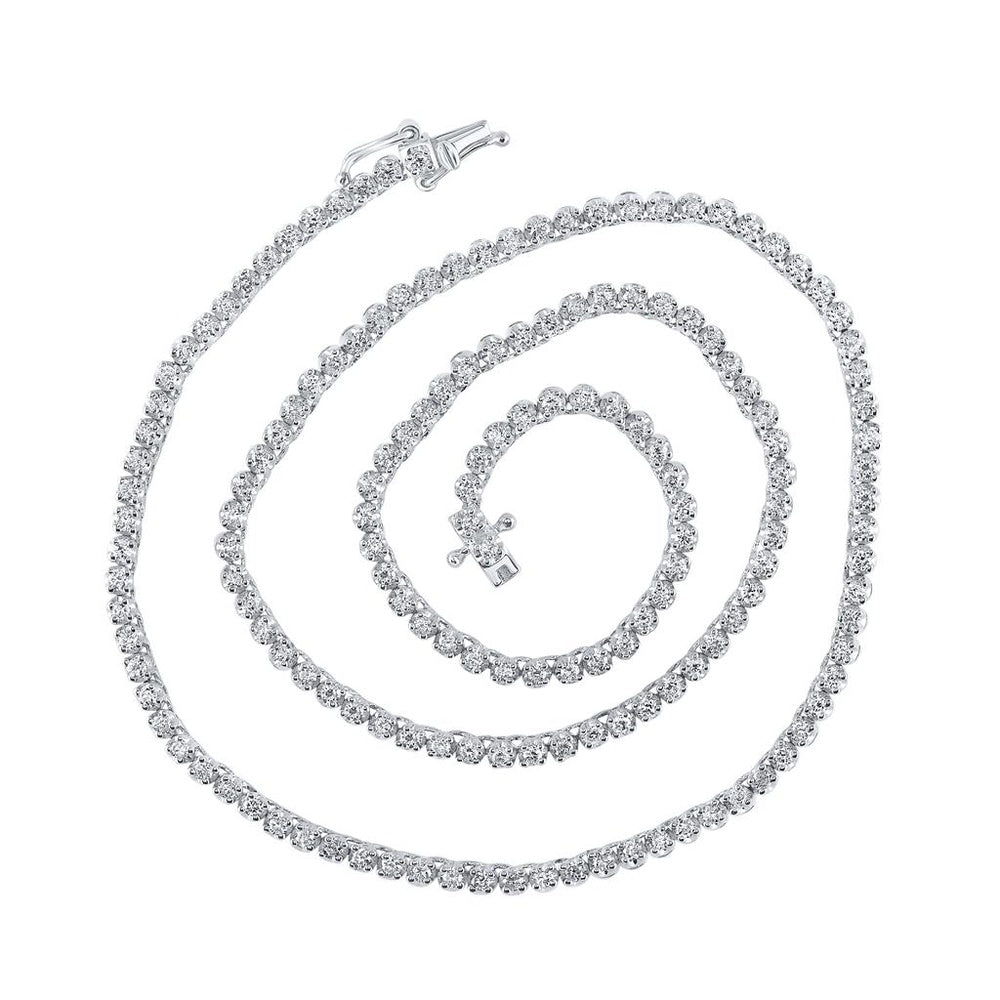 14K White Gold Diamond Tennis Necklace - 2 and 7/8 Carat Total Diamond Weight