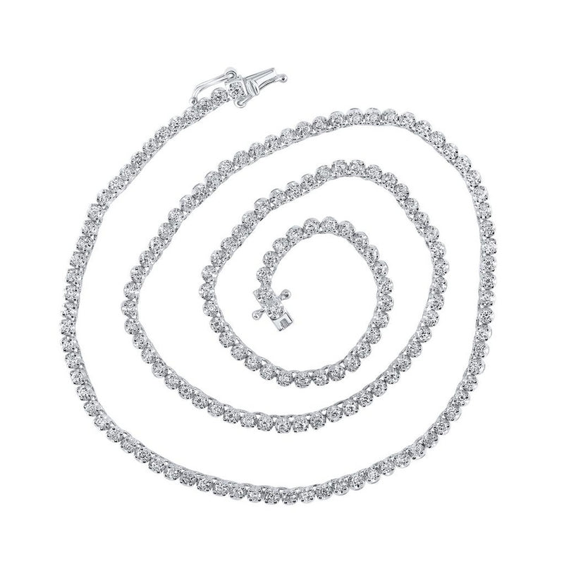 14K White Gold Diamond Tennis Necklace - 2 and 7/8 Carat Total Diamond Weight