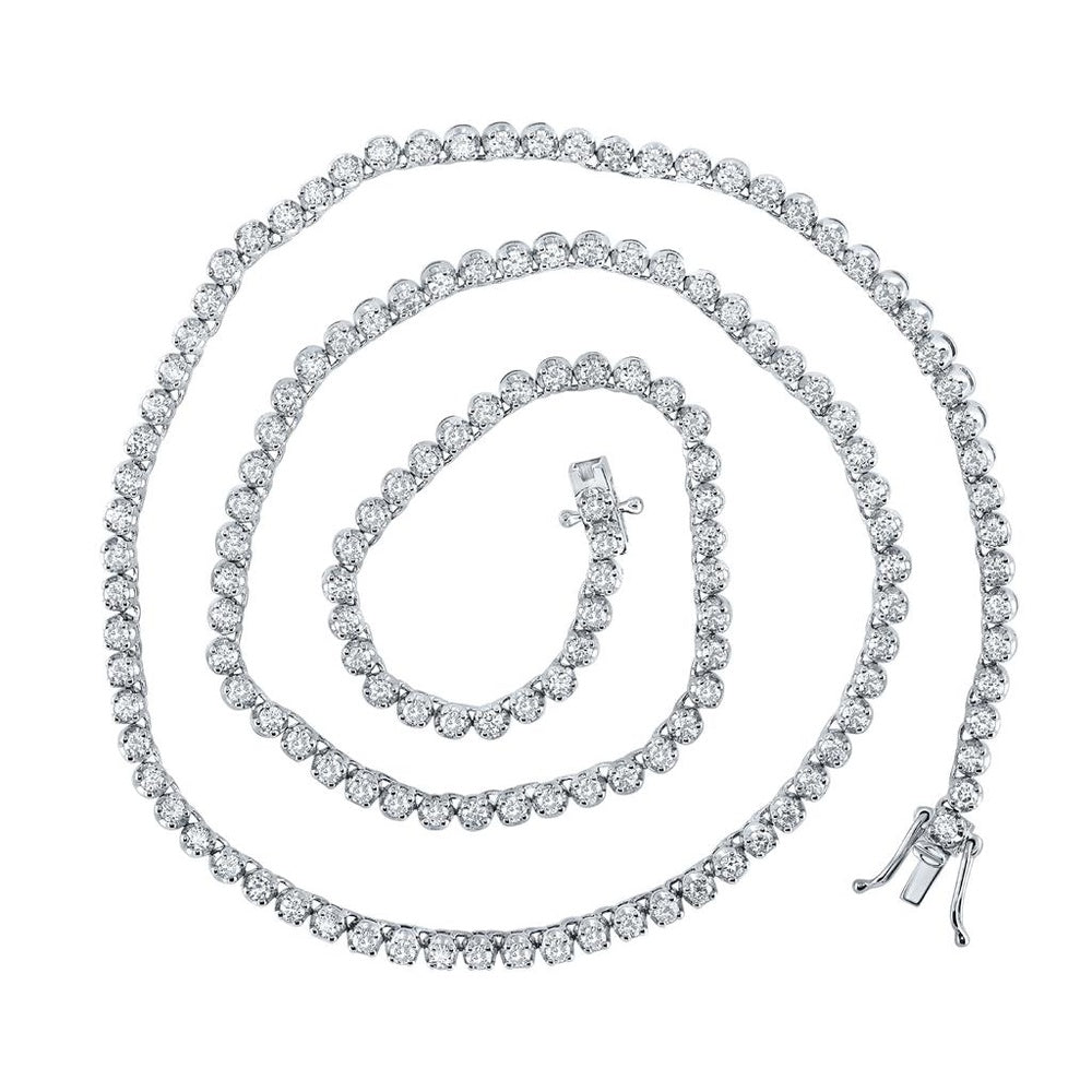 14K White Gold Diamond Tennis Necklace - 4 and 5/8 Carat Total Diamond Weight