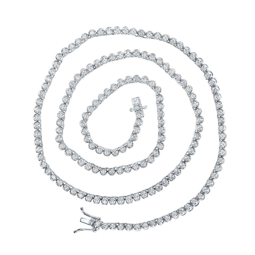 14K White Gold Diamond Tennis Necklace - 5 Carat Total Diamond Weight