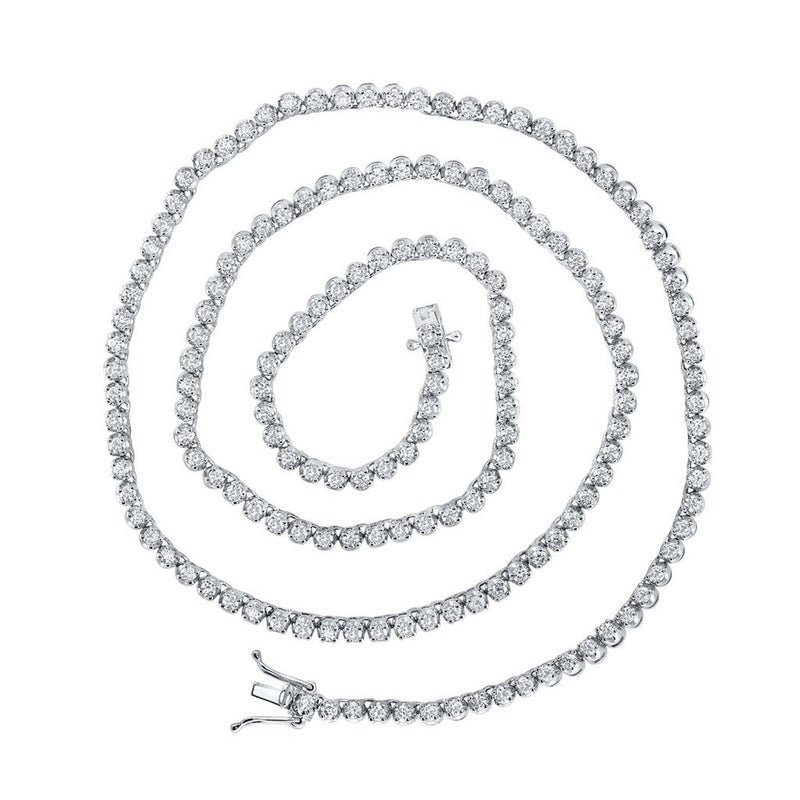 14K White Gold Diamond Tennis Necklace - 5 Carat Total Diamond Weight