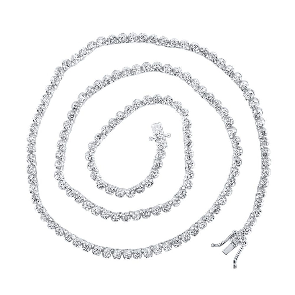 14K White Gold Diamond Tennis Necklace - 8 and 5/8 Carat Total Diamond Weight
