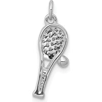 14K White Gold Diamond Tennis Racquet and Ball Pendant with 27 Round Diamonds - 0.18 Carat Total Diamond Weight by Monteluci Fine Jewelry
