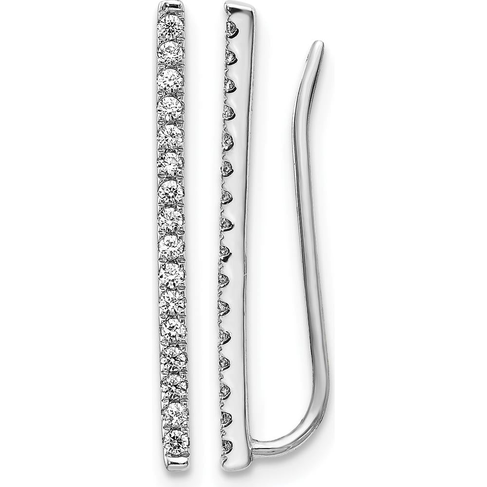 14K White Gold Diamond Threader Ear Climbers with 32 Round Diamonds - 0.25 Carats Total Diamond Weight by Monteluci Fine Jewelry