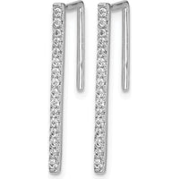14K White Gold Diamond Threader Ear Climbers with 32 Round Diamonds - 0.25 Carats Total Diamond Weight by Monteluci Fine Jewelry
