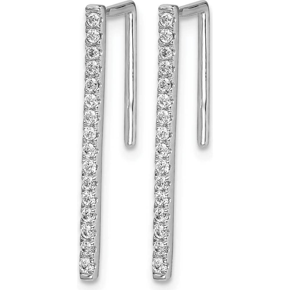 14K White Gold Diamond Threader Ear Climbers with 32 Round Diamonds - 0.25 Carats Total Diamond Weight by Monteluci Fine Jewelry