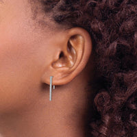 14K White Gold Diamond Threader Ear Climbers with 32 Round Diamonds - 0.25 Carats Total Diamond Weight by Monteluci Fine Jewelry