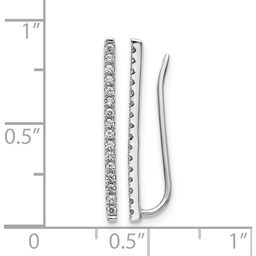 14K White Gold Diamond Threader Ear Climbers with 32 Round Diamonds - 0.25 Carats Total Diamond Weight by Monteluci Fine Jewelry