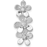 14K White Gold Diamond Three Flower Chain Slide Earrings - 0.085 Carat Total Diamond Weight by Monteluci Fine Jewelry