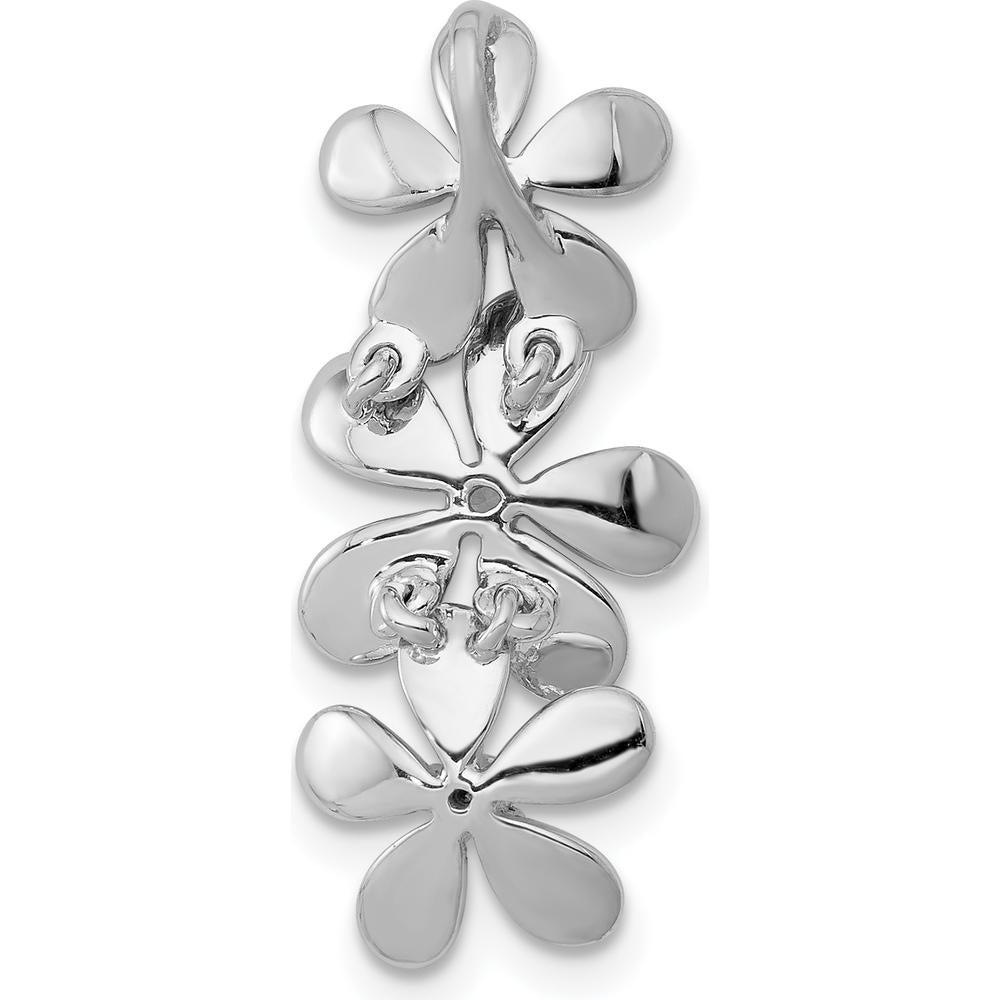 14K White Gold Diamond Three Flower Chain Slide Earrings - 0.085 Carat Total Diamond Weight by Monteluci Fine Jewelry