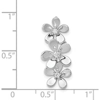 14K White Gold Diamond Three Flower Chain Slide Earrings - 0.085 Carat Total Diamond Weight by Monteluci Fine Jewelry