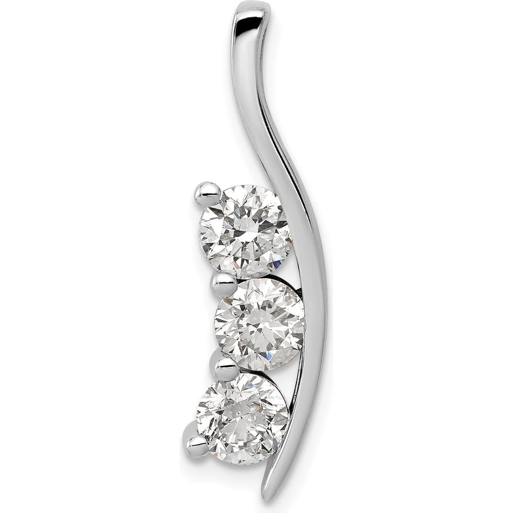 14K White Gold Diamond Three-Stone Pendant with Curved Channel Setting - 1.5 Carat Total Diamond Weight by Monteluci Fine Jewelry
