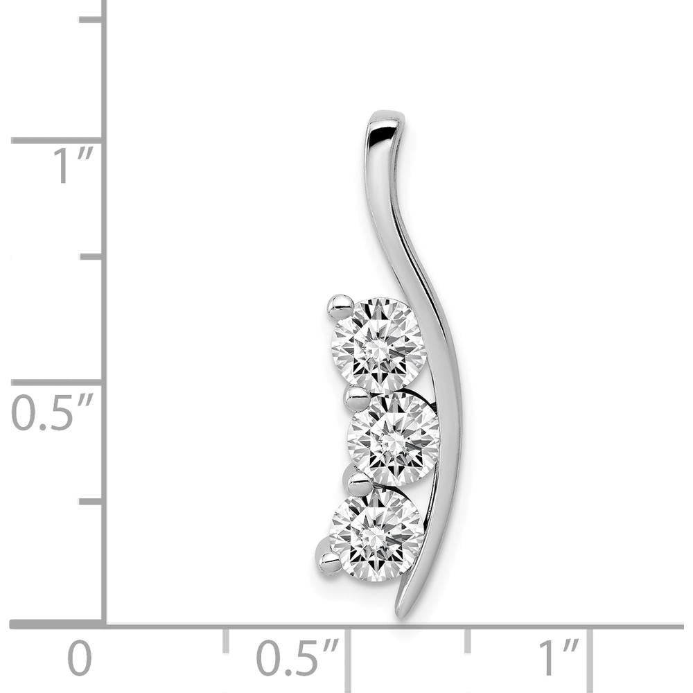 14K White Gold Diamond Three-Stone Pendant with Curved Channel Setting - 1.5 Carat Total Diamond Weight by Monteluci Fine Jewelry