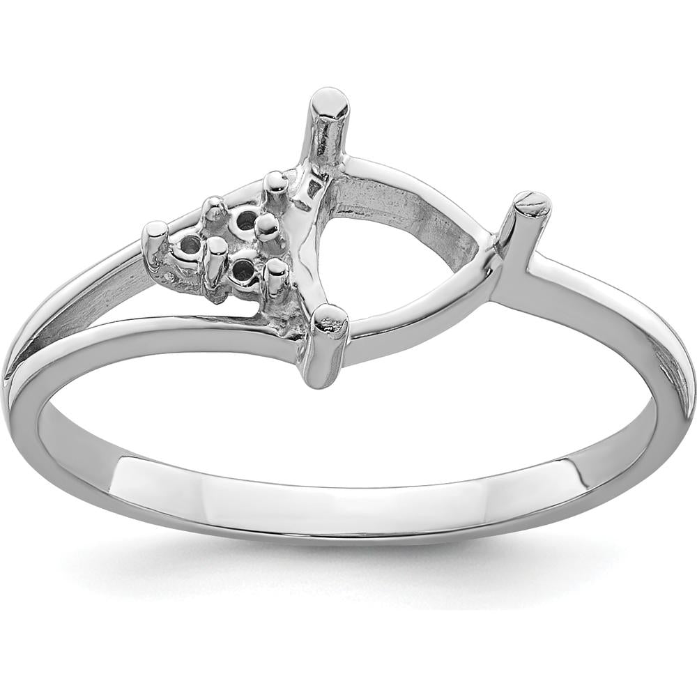 14K White Gold Diamond Trillion Gemstone Ring Mounting - 6mm by Monteluci Fine Jewelry