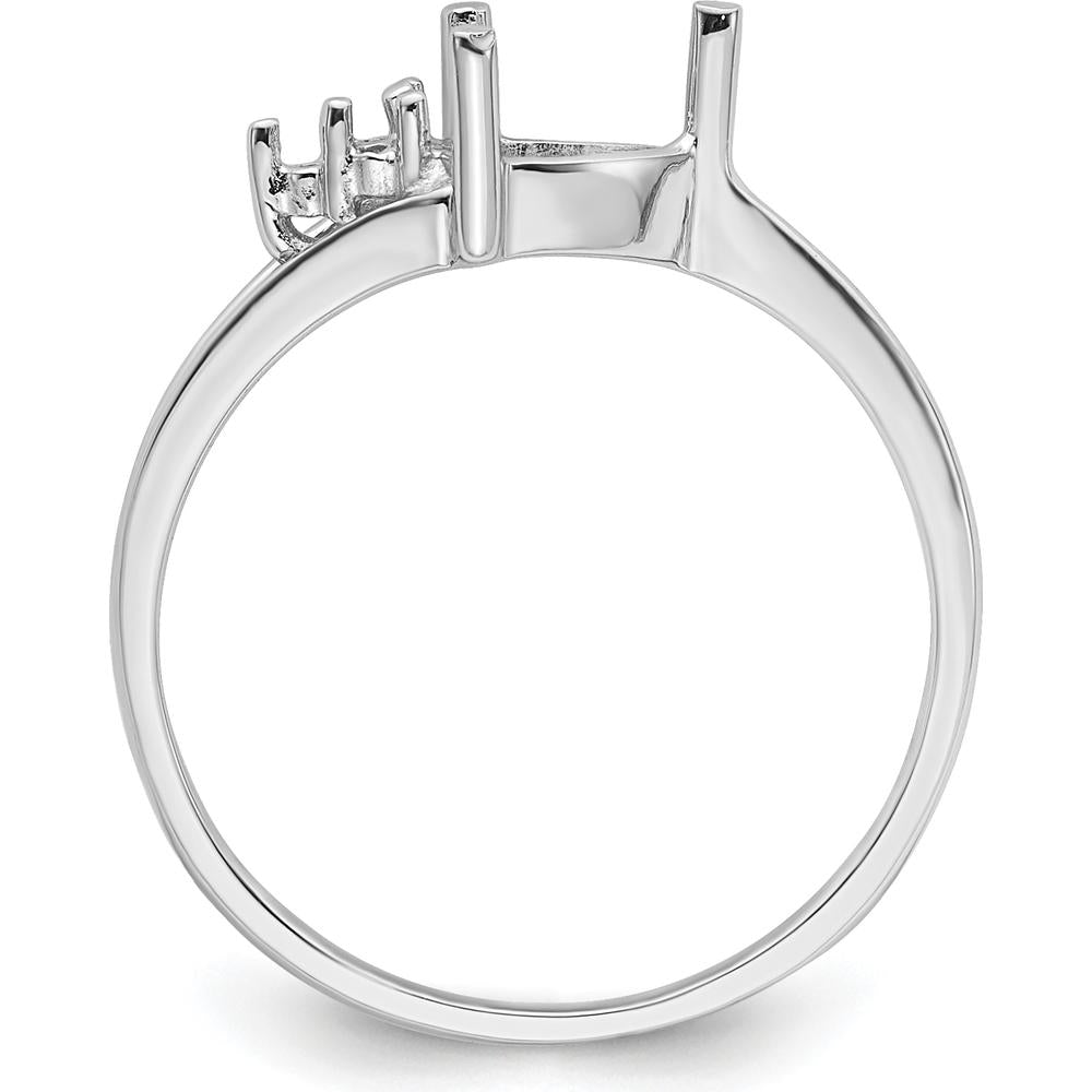 14K White Gold Diamond Trillion Gemstone Ring Mounting - 6mm by Monteluci Fine Jewelry