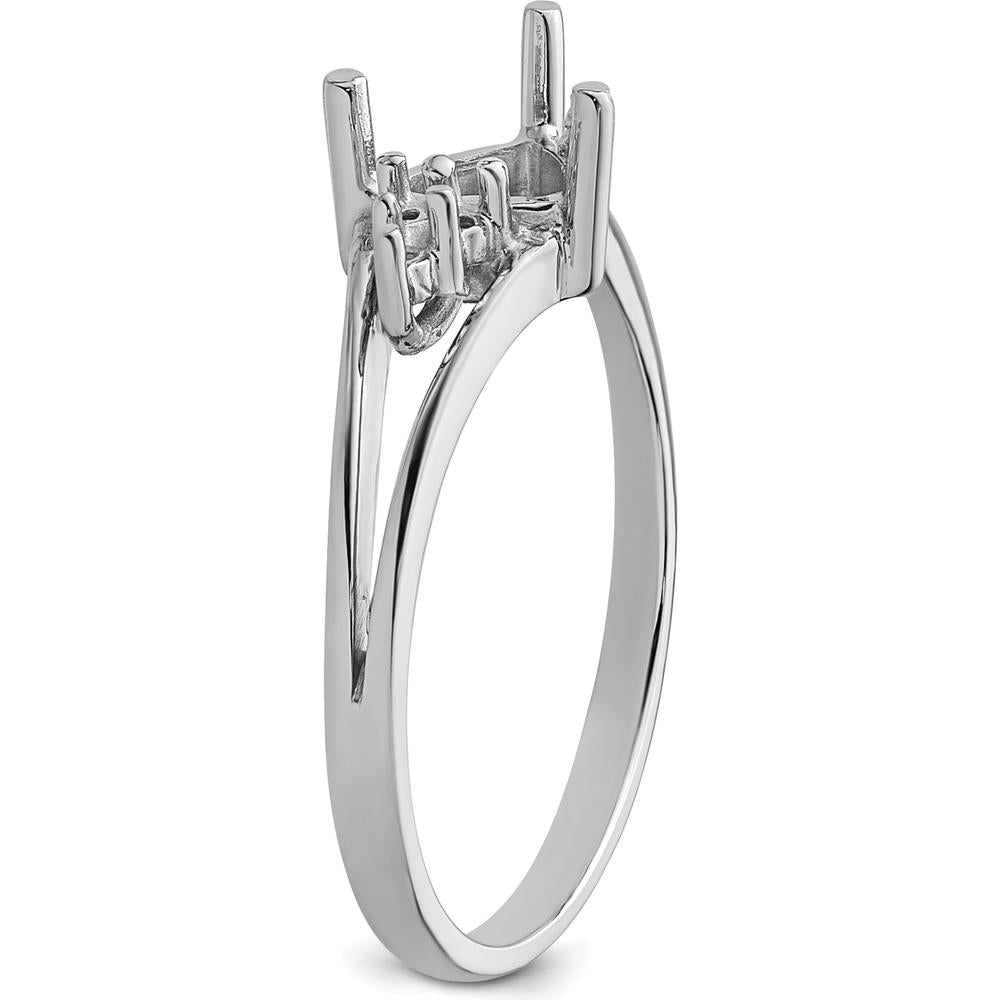 14K White Gold Diamond Trillion Gemstone Ring Mounting - 6mm by Monteluci Fine Jewelry