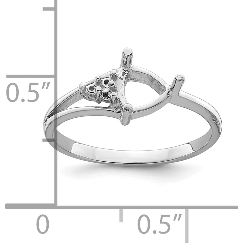 14K White Gold Diamond Trillion Gemstone Ring Mounting - 6mm by Monteluci Fine Jewelry