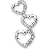 14K White Gold Diamond Triple Heart Pendant with Natural Round Diamonds - 1/10 Carat Total Diamond Weight by Monteluci Fine Jewelry