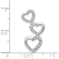 14K White Gold Diamond Triple Heart Pendant with Natural Round Diamonds - 1/10 Carat Total Diamond Weight by Monteluci Fine Jewelry