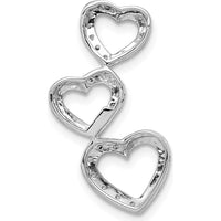 14K White Gold Diamond Triple Heart Pendant with Natural Round Diamonds - 1/10 Carat Total Diamond Weight by Monteluci Fine Jewelry