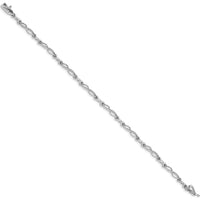 14K White Gold Diamond Twist Link Bracelet - 1/20 Carats Total Diamond Weight by Monteluci Fine Jewelry