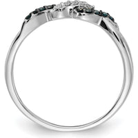14K White Gold Diamond Twist Ring with Blue and White Diamonds - 0.042 Carat Total Diamond Weight by 0