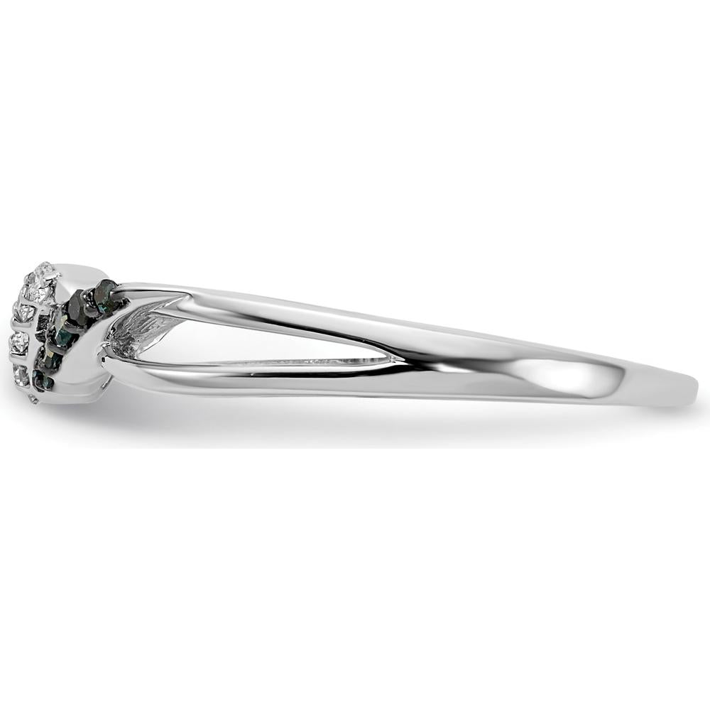 14K White Gold Diamond Twist Ring with Blue and White Diamonds - 0.042 Carat Total Diamond Weight by 0