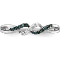 14K White Gold Diamond Twist Ring with Blue and White Diamonds - 0.042 Carat Total Diamond Weight by 0