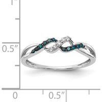 14K White Gold Diamond Twist Ring with Blue and White Diamonds - 0.042 Carat Total Diamond Weight by 0