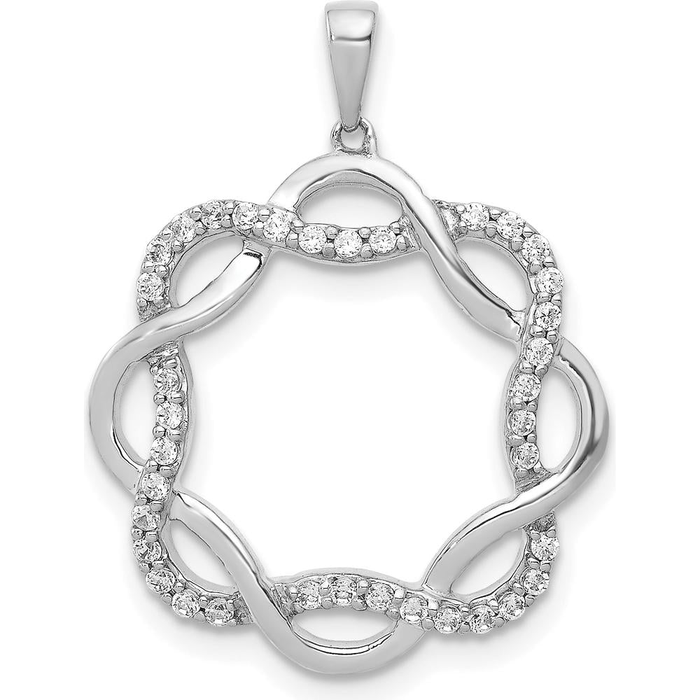 14K White Gold Diamond Twisted Pendant - 36 Round Diamonds, 0.006 Carat Total Diamond Weight by Monteluci Fine Jewelry