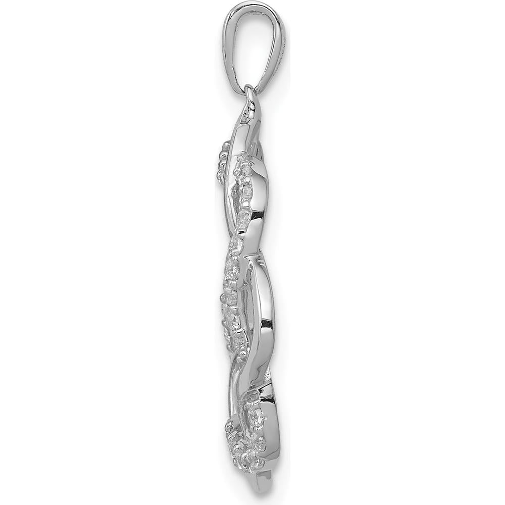14K White Gold Diamond Twisted Pendant - 36 Round Diamonds, 0.006 Carat Total Diamond Weight by Monteluci Fine Jewelry