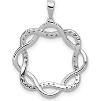 14K White Gold Diamond Twisted Pendant - 36 Round Diamonds, 0.006 Carat Total Diamond Weight by Monteluci Fine Jewelry