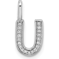 14K White Gold Diamond "U" Initial Pendant with Round Diamonds by Oro Pregiato