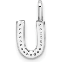 14K White Gold Diamond "U" Initial Pendant with Round Diamonds by Oro Pregiato