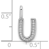 14K White Gold Diamond "U" Initial Pendant with Round Diamonds by Oro Pregiato