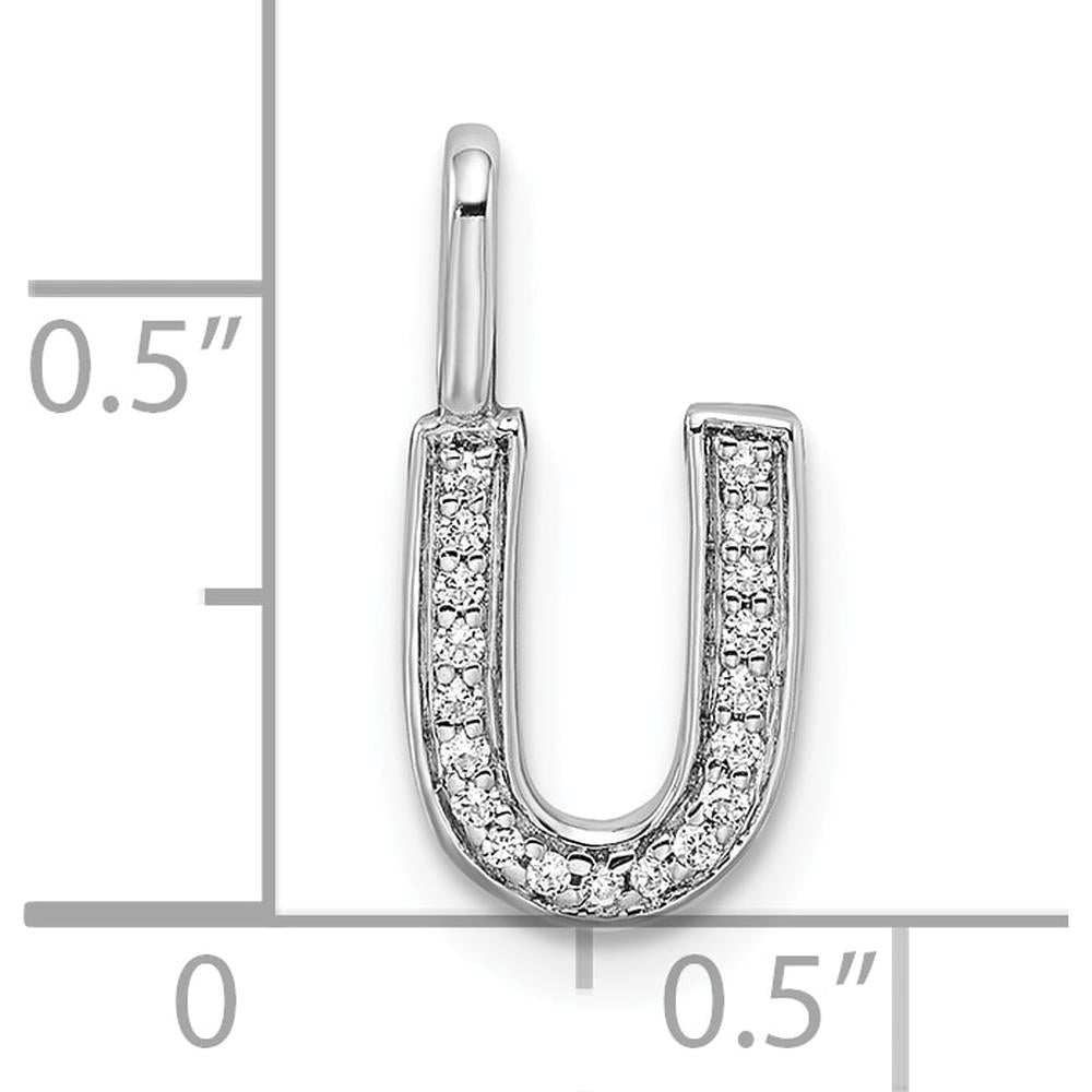 14K White Gold Diamond "U" Initial Pendant with Round Diamonds by Oro Pregiato