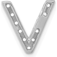 14K White Gold Diamond V Initial Charm with 11 Round Diamonds - 0.11 Carat Total Diamond Weight by Oro Pregiato