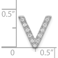 14K White Gold Diamond V Initial Charm with 11 Round Diamonds - 0.11 Carat Total Diamond Weight by Oro Pregiato