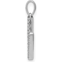 14K White Gold Diamond "V" Initial Pendant with 23 Round Diamonds - 0.004 Carat Total Diamond Weight by Oro Pregiato